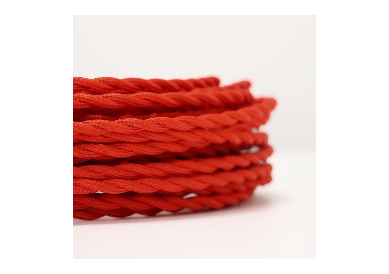 Câble électrique tressé en tissu effet soie Couleur rouge - LV001-RO - Barcelona LED