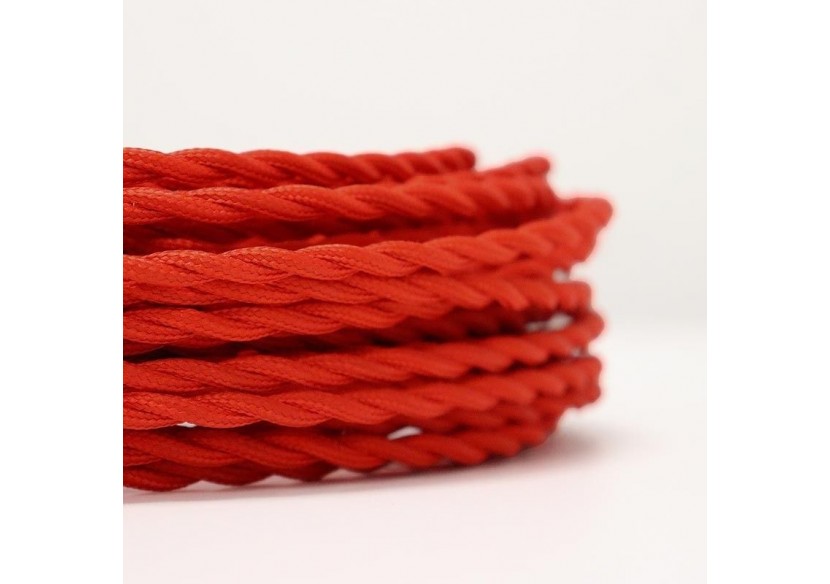 Câble électrique tressé en tissu effet soie Couleur rouge - LV001-RO - Barcelona LED