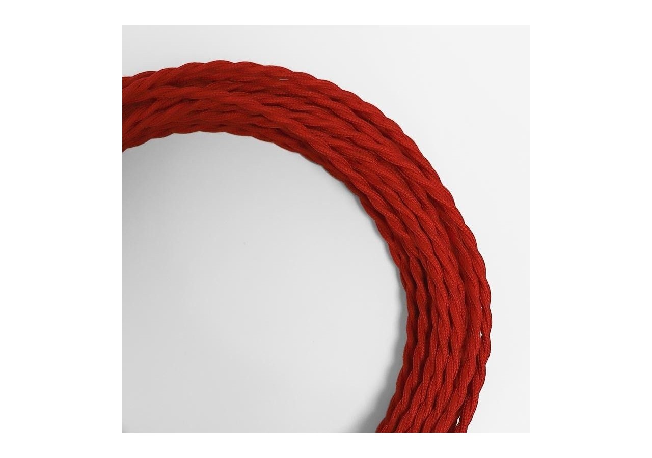 Câble électrique tressé en tissu effet soie Couleur rouge - LV001-RO - Barcelona LED