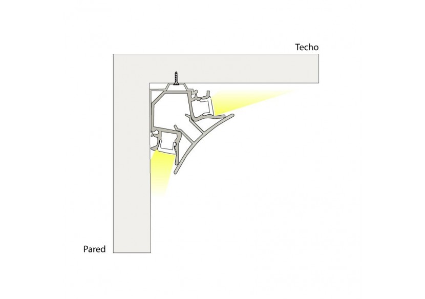 Profilé en aluminium avec double éclairage pour ruban LED, spécial coins. - BPERFALP191-N - Barcelona LED