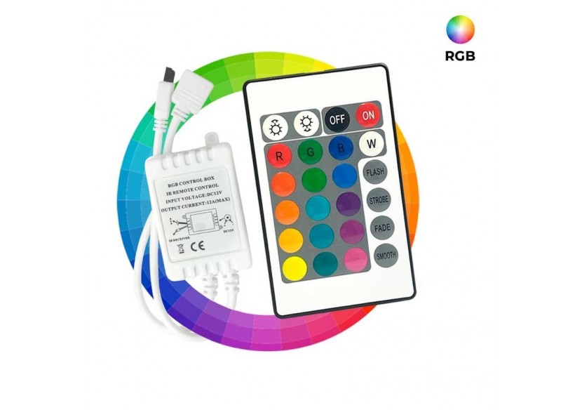 Contrôleur de bande LED RGB 2 Amp par canal, télécommande IR 24 touches - B1603 - Barcelona LED