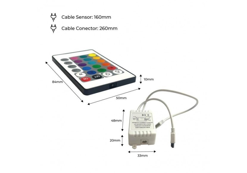 Contrôleur de bande LED RGB 2 Amp par canal, télécommande IR 24 touches - B1603 - Barcelona LED