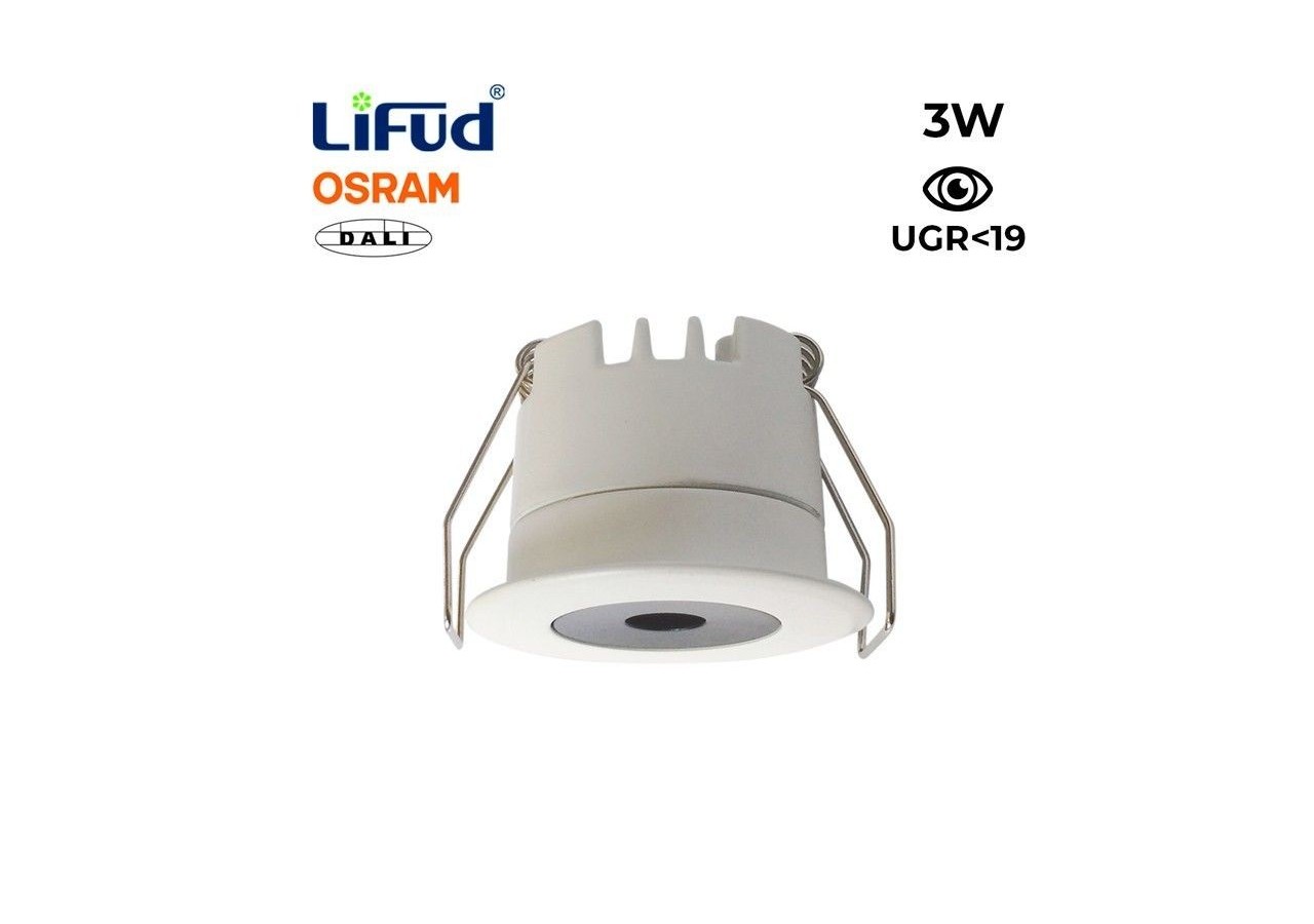 Spot LED encastrable 3W faible UGR avec driver Lifud Dali/Push - B1251-B-270-DALI - Barcelona LED