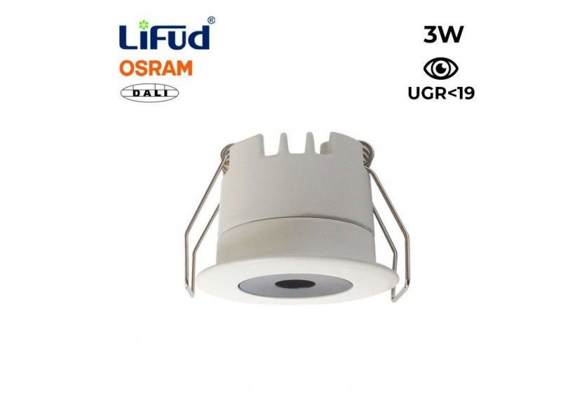 Spot LED encastrable 3W faible UGR avec driver Lifud Dali/Push - B1251-B-270-DALI - Barcelona LED