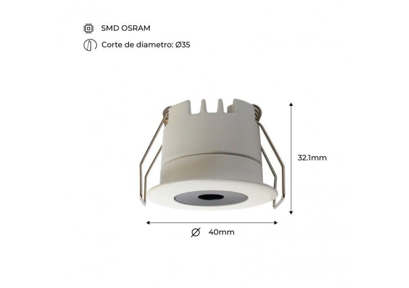 Spot LED encastrable 3W faible UGR avec driver Lifud Dali/Push - B1251-B-270-DALI - Barcelona LED