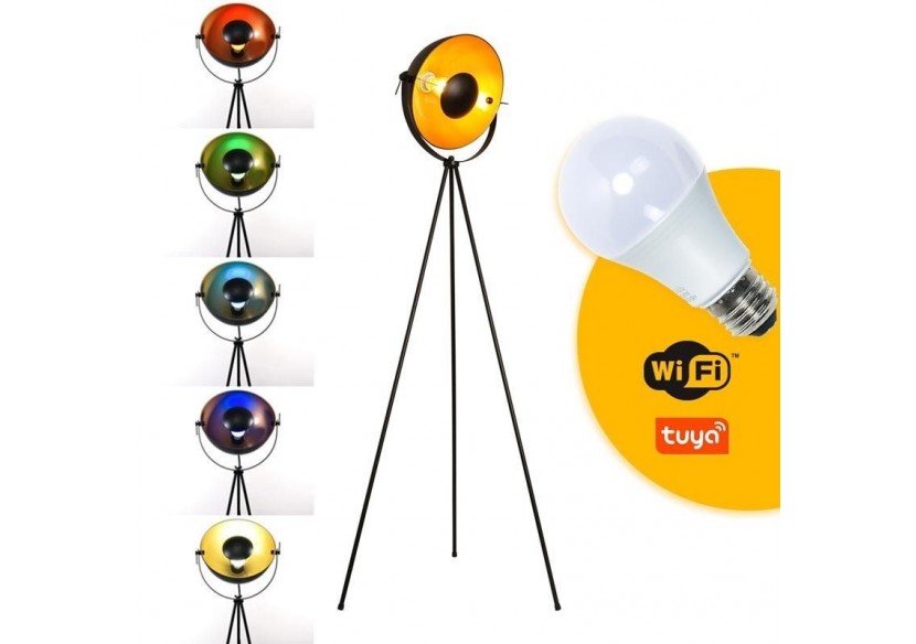Lampadaire vintage avec trépied "Galilen" + ampoule RGBW + CCT WiFi - 9W - LV428-RGB-WIFI - Barcelona LED
