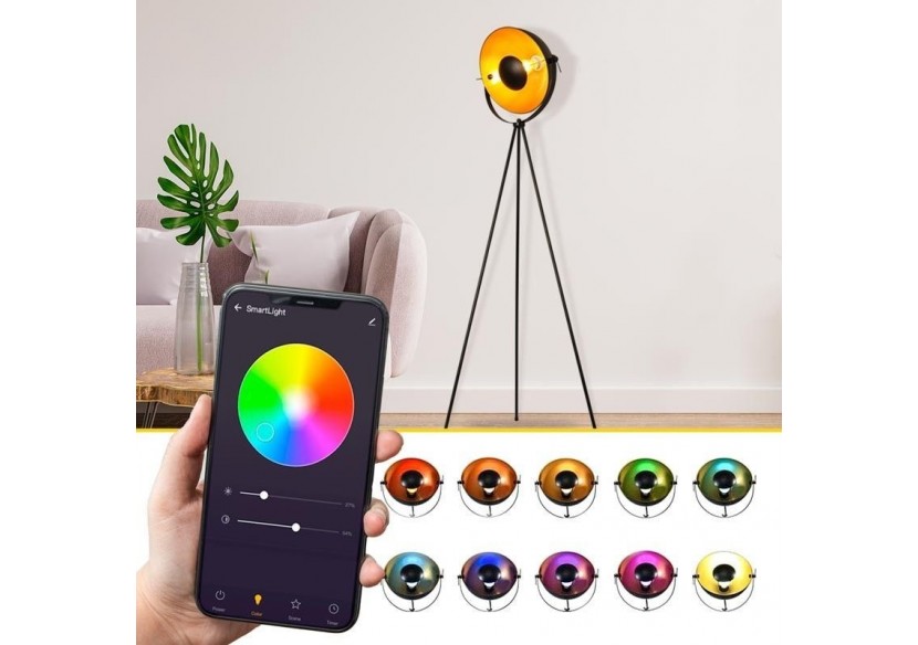 Lampadaire vintage avec trépied "Galilen" + ampoule RGBW + CCT WiFi - 9W - LV428-RGB-WIFI - Barcelona LED
