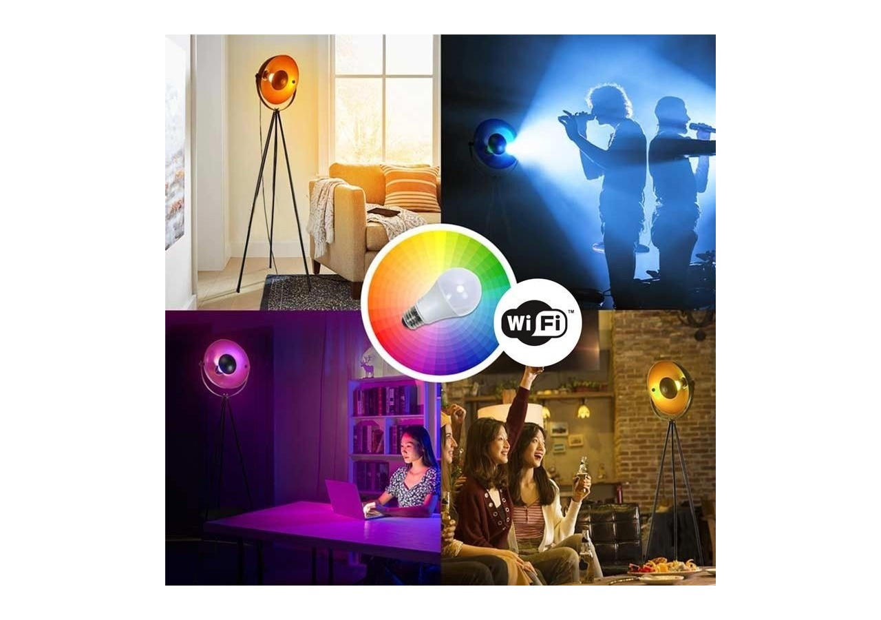 Lampadaire vintage avec trépied "Galilen" + ampoule RGBW + CCT WiFi - 9W - LV428-RGB-WIFI - Barcelona LED