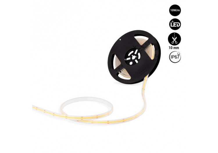 Ruban LED COB 24V DC-10W/m-10mm-IP67-Rouleau de 5 mètres-Sécable tous les 1cm - B1569-5-BF - Barcelona LED