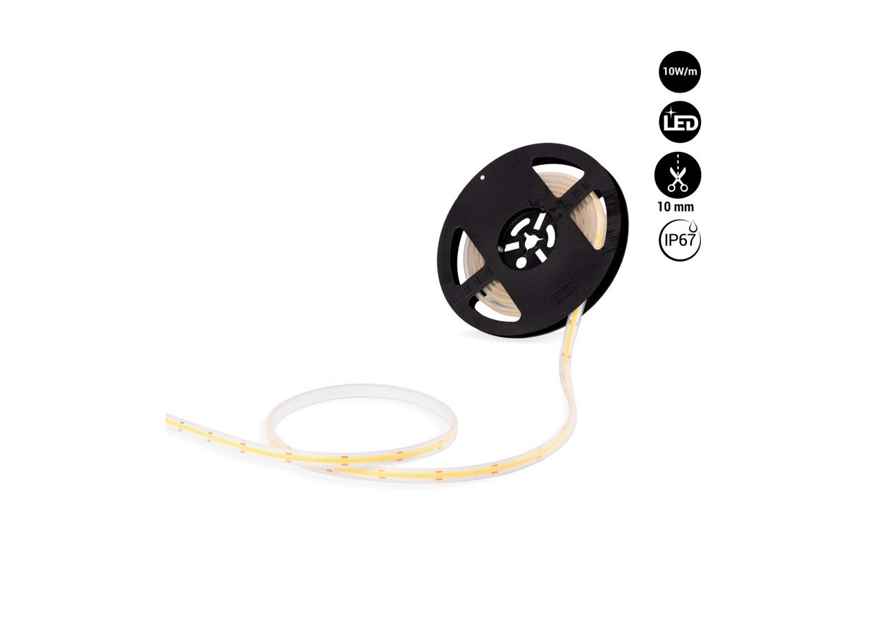 Ruban LED COB 24V DC-10W/m-10mm-IP67-Rouleau de 5 mètres-Sécable tous les 1cm - B1569-5-BF - Barcelona LED