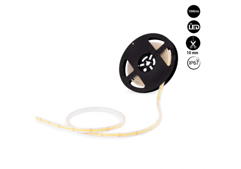 Ruban LED COB 24V DC-10W/m-10mm-IP67-Rouleau de 5 mètres-Sécable tous les 1cm - B1569-5-BF - Barcelona LED