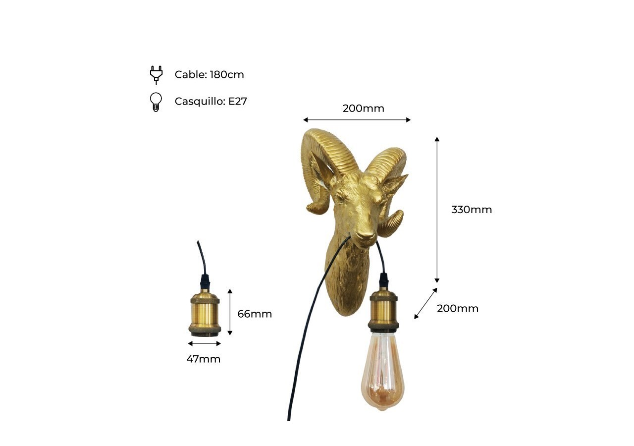Lampe murale "Capris" Golden Muflon E27 - L4043-D - Barcelona LED