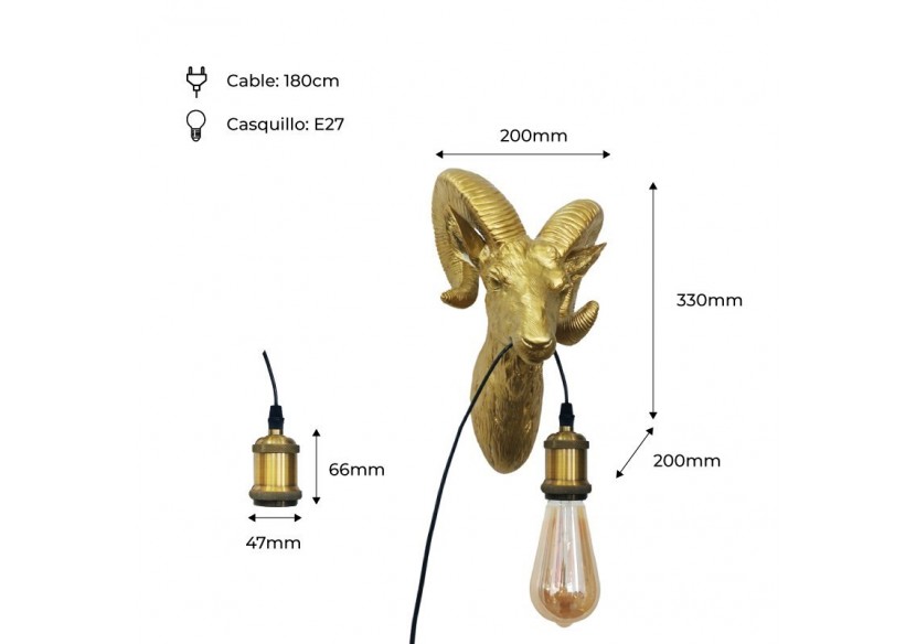 Lampe murale "Capris" Golden Muflon E27 - L4043-D - Barcelona LED