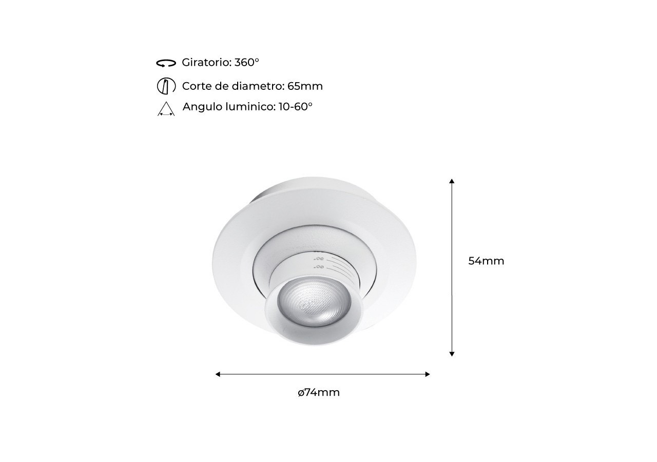 Spot encastré LED avec zoom-Réglable-Puce Cree-2700K-3W - B2050-B - Barcelona LED