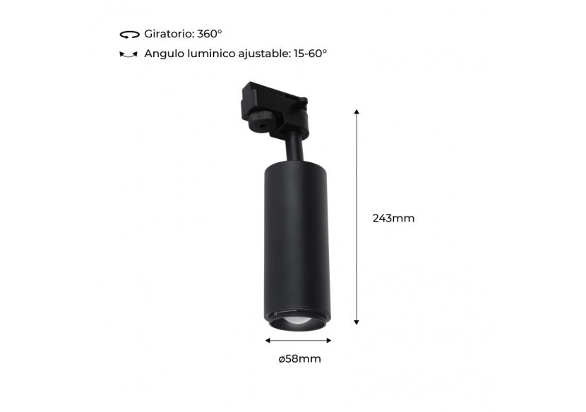 Spot sur rail monophasé avec angle d'éclairage ajustable 8W - B2092-N-270 - Barcelona LED