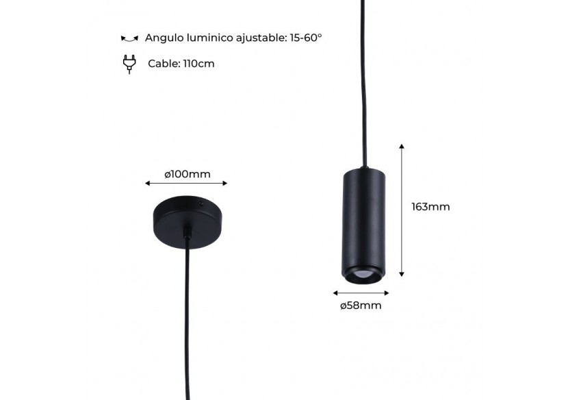 Suspension avec angle d'éclairage réglable 8W 2800K - B2093-N-270 - Barcelona LED