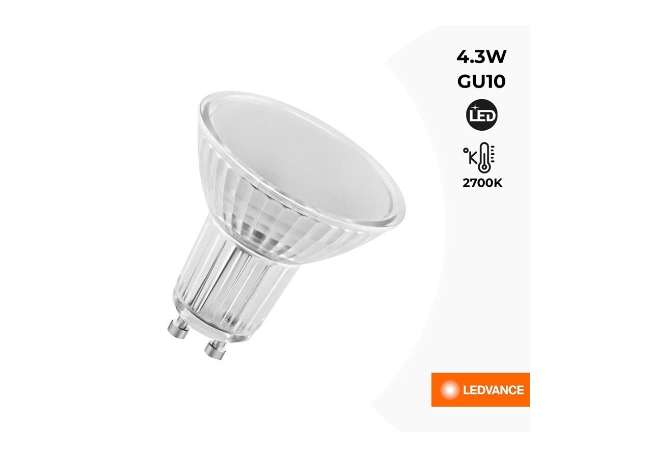 Ampoule LED GU10 LEDVANCE Parathom-PAR16 50-120 degrés-4,3W-2700K - O608030 - Barcelona LED