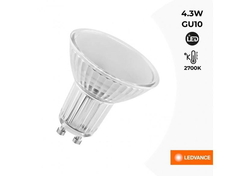 Ampoule LED GU10 LEDVANCE Parathom-PAR16 50-120 degrés-4,3W-2700K - O608030 - Barcelona LED