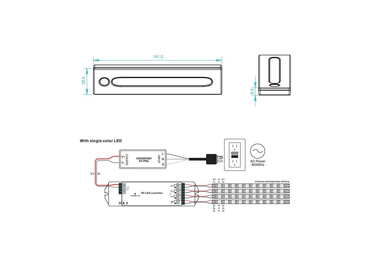 Contrôleur RF parfait-Sunricher pour l'éclairage LED - SR-2833TS - Barcelona LED