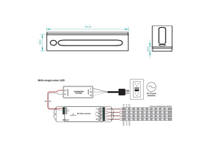 Contrôleur RF parfait-Sunricher pour l'éclairage LED - SR-2833TS - Barcelona LED