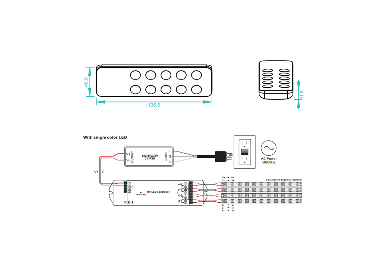 Télécommande de luminosité par radiofréquence - SR-2833K5 - Barcelona LED