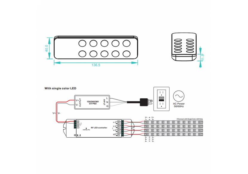 Télécommande de luminosité par radiofréquence - SR-2833K5 - Barcelona LED
