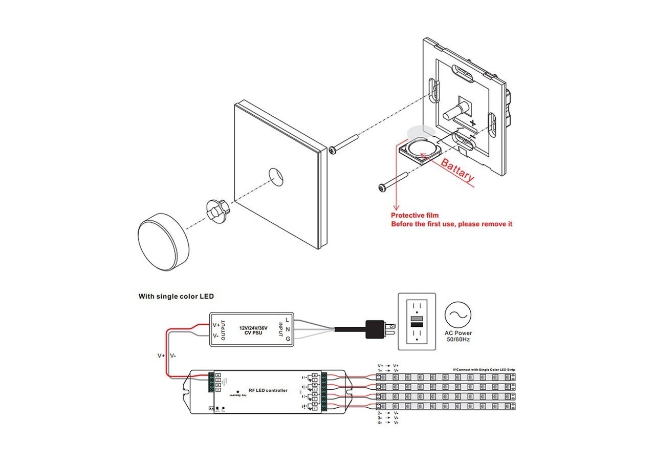 Variateur mural pour contrôler l'intensité des lumières-Perfect RF, Sunricher Rotary LED Dimmer - SR-2836R - Barcelona LED