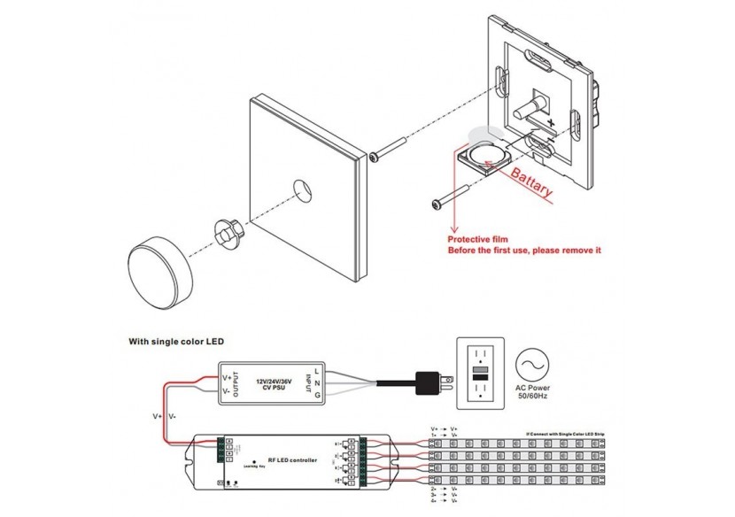 Variateur mural pour contrôler l'intensité des lumières-Perfect RF, Sunricher Rotary LED Dimmer - SR-2836R - Barcelona LED