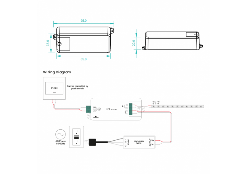 Contrôleur RF PWM 12-36V-DC (700mA) Constant Current LED Dimmer-SUNRICHER Perfect RF - SR-1009CS7 - Barcelona LED