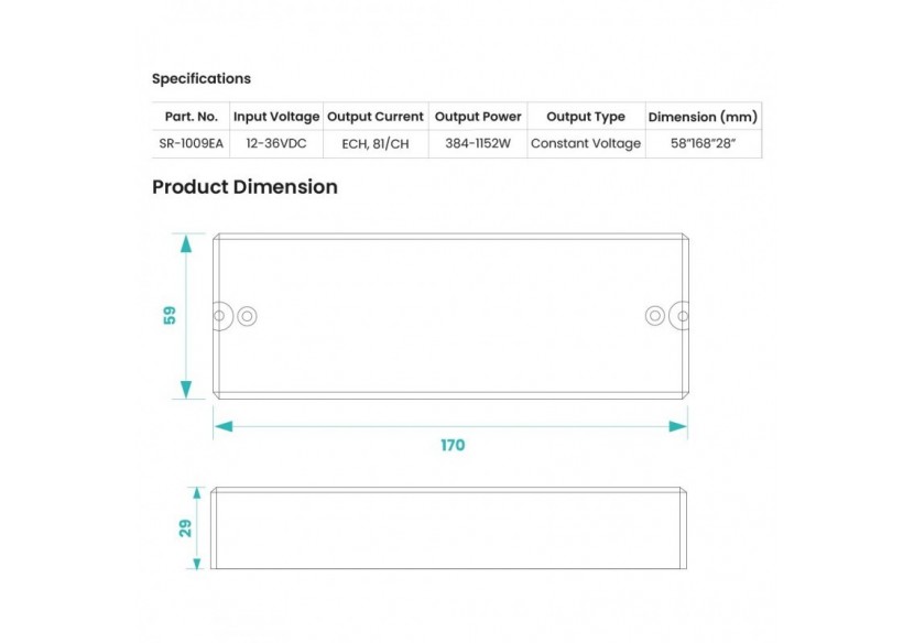 Contrôleur RGB/RGBW Dimmer PMW-12-36VDC (4 canaux, 8A/canal)-Récepteur RF SUNRICHER-Perfect RF - SR-1009EA - Barcelona LED