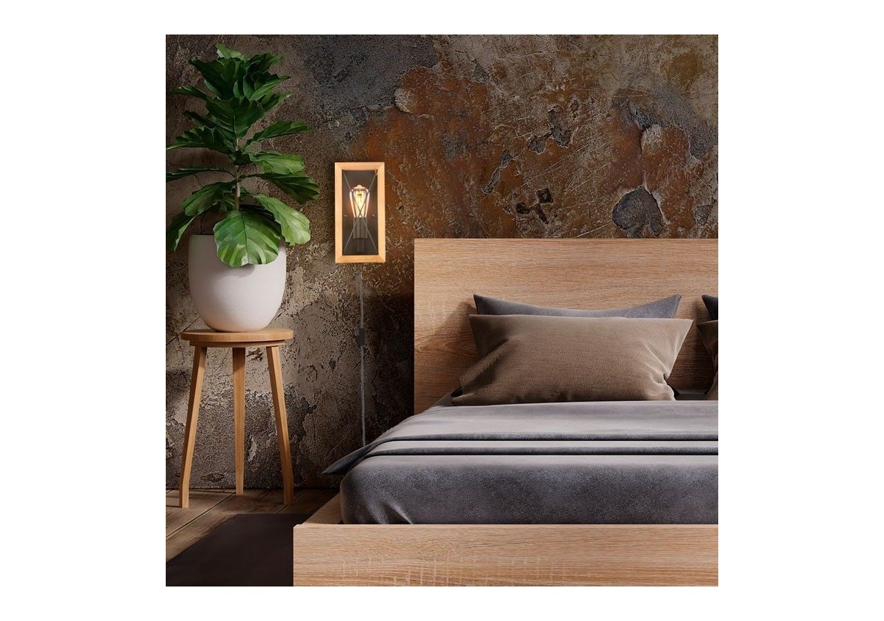 Applique murale en bois et métal, avec câble et prise "Montse"-E27 - L5024 - Barcelona LED