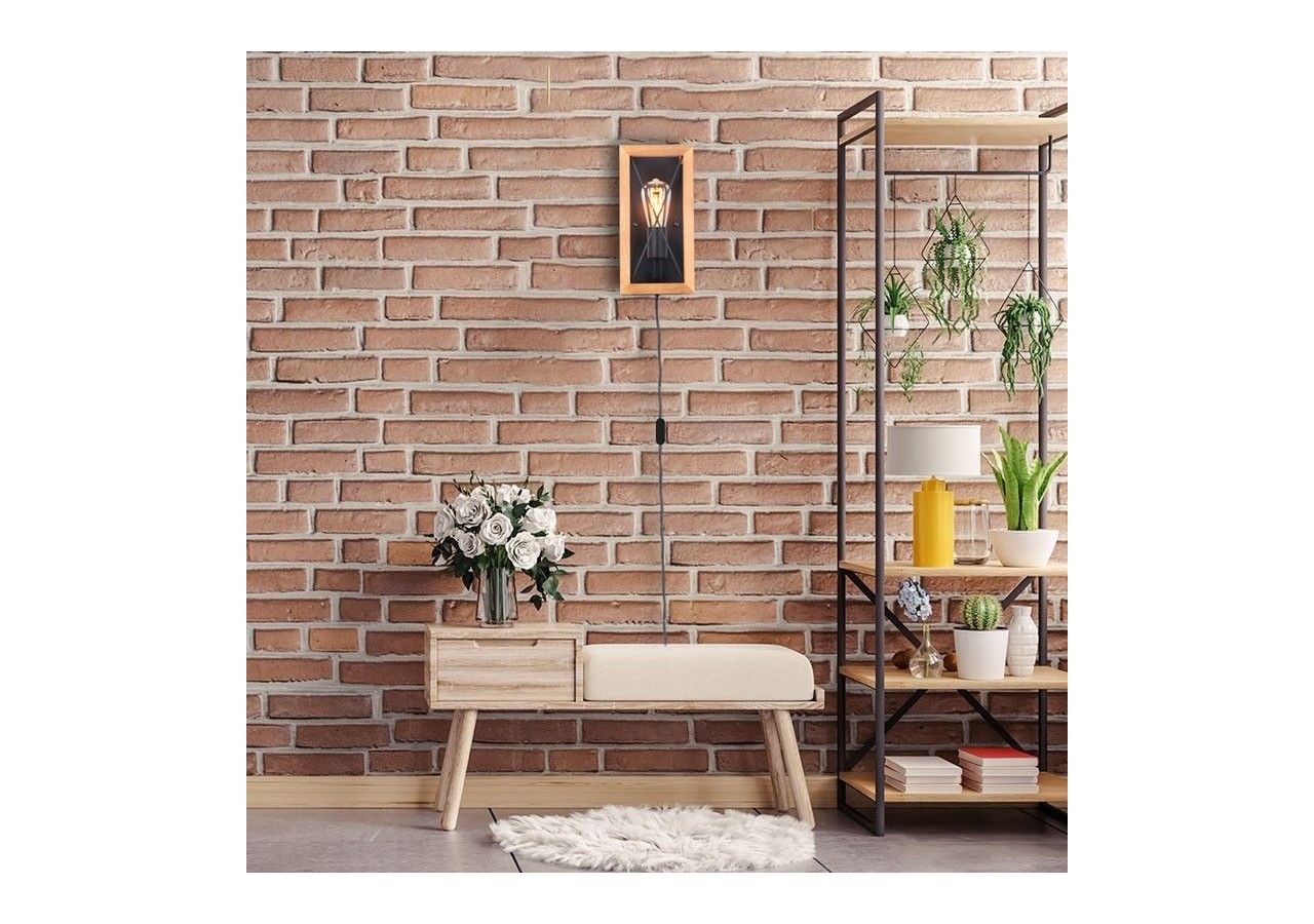 Applique murale en bois et métal, avec câble et prise "Montse"-E27 - L5024 - Barcelona LED