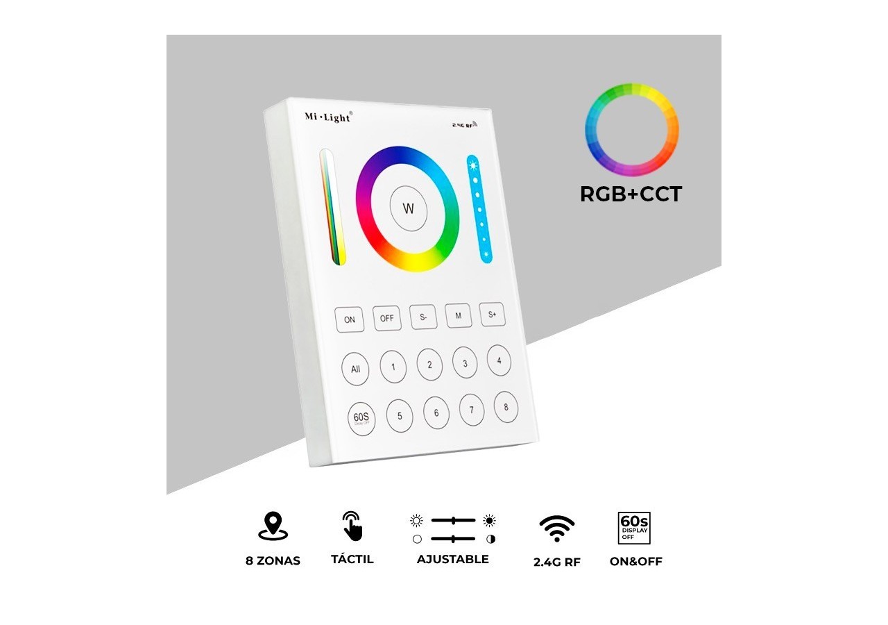 Télécommande murale 8 Zones RGB+CCT | Mi Light - B8-RGB+CCT - Barcelona LED