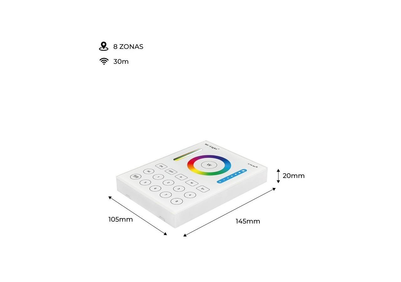 Télécommande murale 8 Zones RGB+CCT | Mi Light - B8-RGB+CCT - Barcelona LED