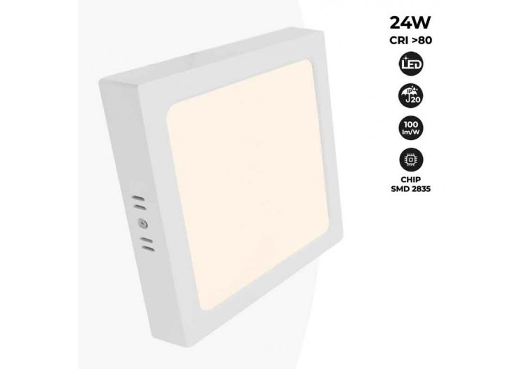 Plafonnier carré LED en saillie 24W Haute Efficacité - B1030-B-24W-BN - Barcelona LED