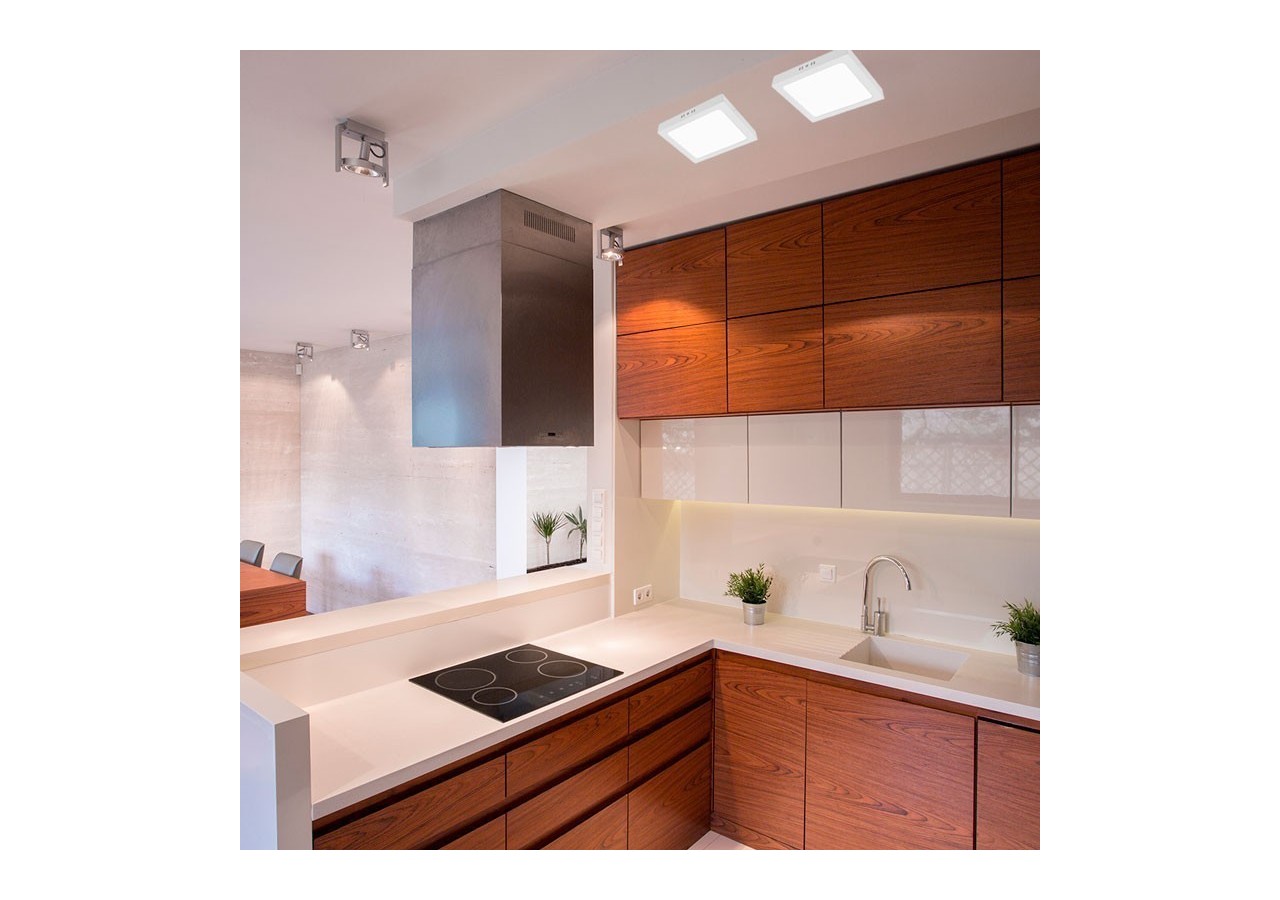 Plafonnier carré LED en saillie 24W Haute Efficacité - B1030-B-24W-BN - Barcelona LED
