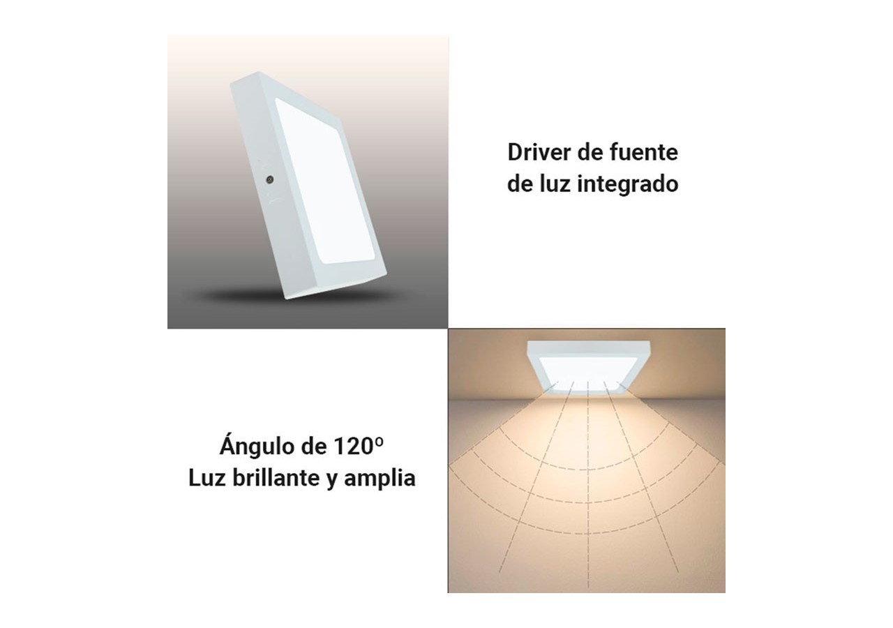 Plafonnier carré LED en saillie 24W Haute Efficacité - B1030-B-24W-BN - Barcelona LED