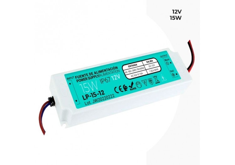 Alimentation étanche IP67 12V 15W - LP-15-12 - Barcelona LED