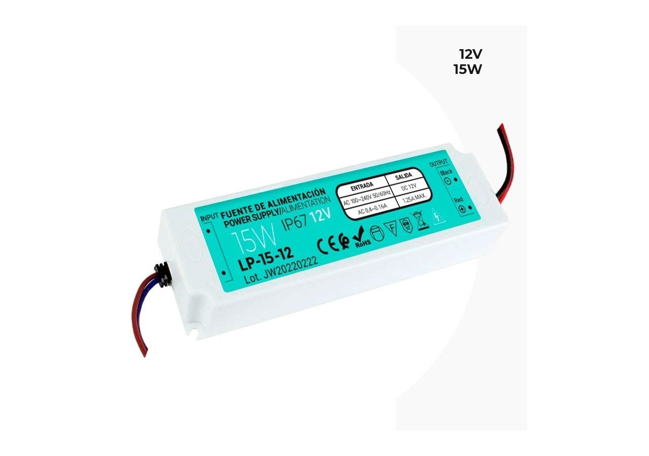 Alimentation étanche IP67 12V 15W - LP-15-12 - Barcelona LED
