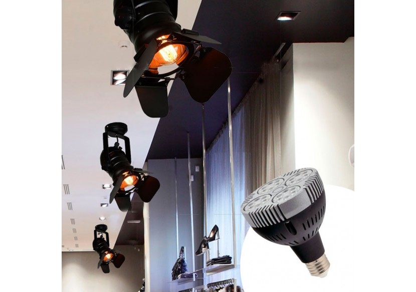 Kit projecteur "CINEMA" orientable pour rail avec ampoule LED PAR30 E27 - K233-BN - Barcelona LED