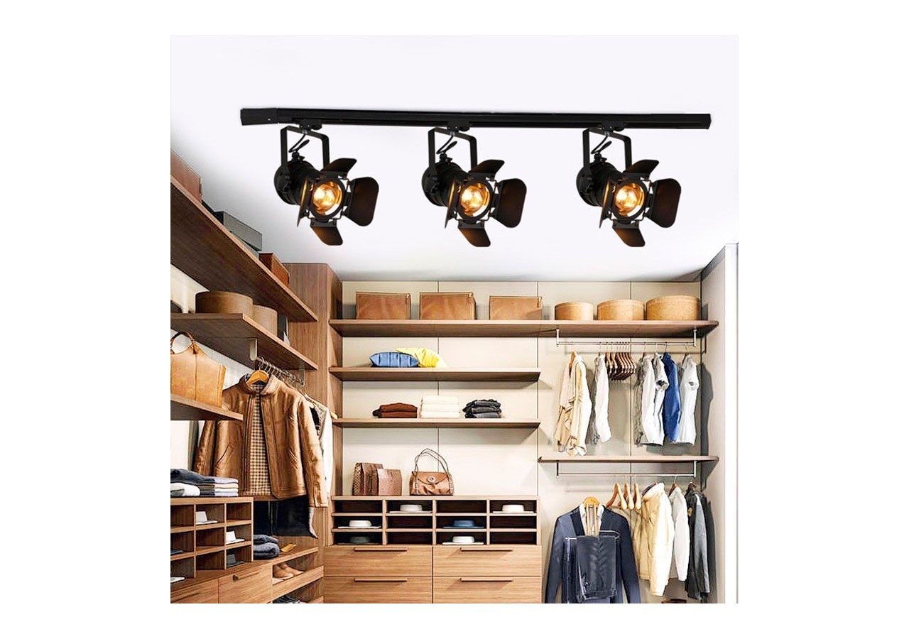 Kit projecteur "CINEMA" orientable pour rail monophasé avec ampoule LED PAR30 E27 - K233-MON-BN - Barcelona LED