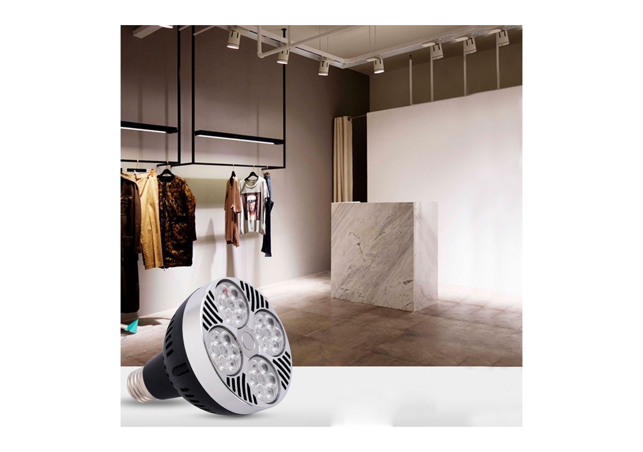 Kit projecteur "CINEMA" orientable pour rail monophasé avec ampoule LED PAR30 E27 - K233-MON-BN - Barcelona LED
