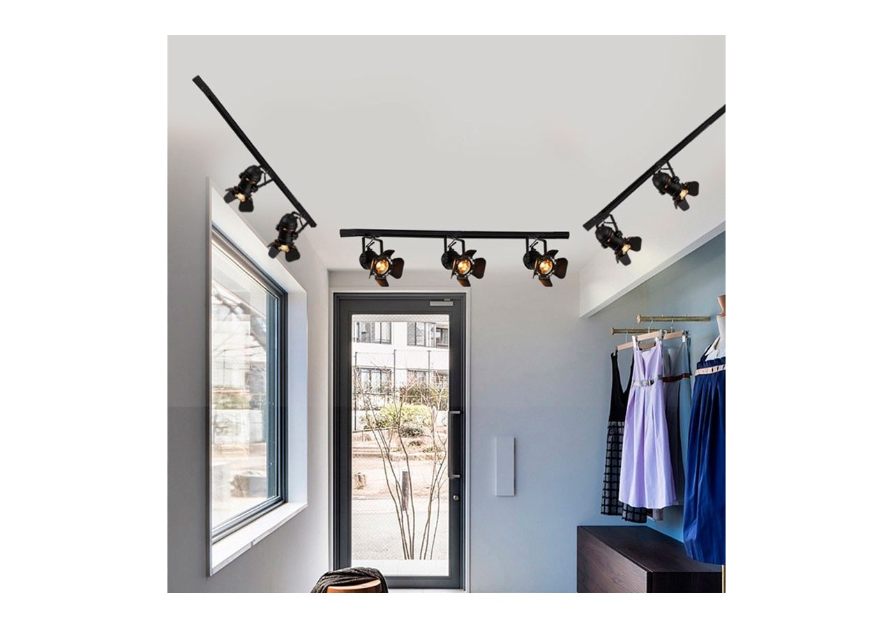 Kit projecteur "CINEMA" orientable pour rail monophasé avec ampoule LED PAR30 E27 - K233-MON-BN - Barcelona LED