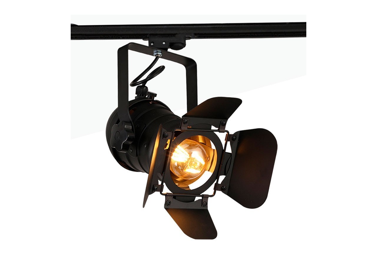 Kit projecteur "CINEMA" orientable pour rail monophasé avec ampoule LED PAR30 E27 - K233-MON-BN - Barcelona LED