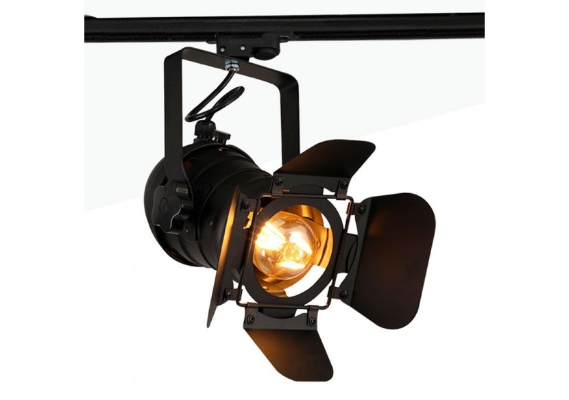 Kit projecteur "CINEMA" orientable pour rail monophasé avec ampoule LED PAR30 E27 - K233-MON-BN - Barcelona LED