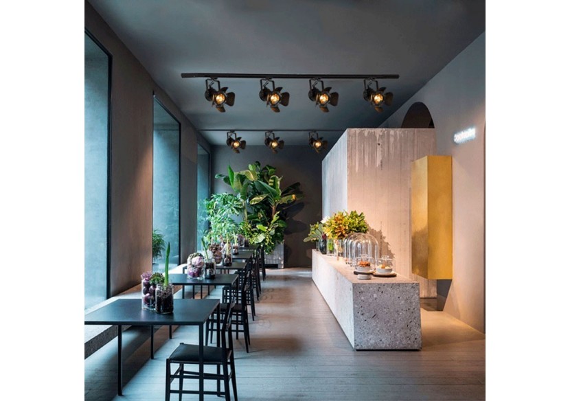 Kit projecteur "CINEMA" orientable pour rail triphasé avec ampoule LED PAR30 E27 - K233-TRI-BN - Barcelona LED