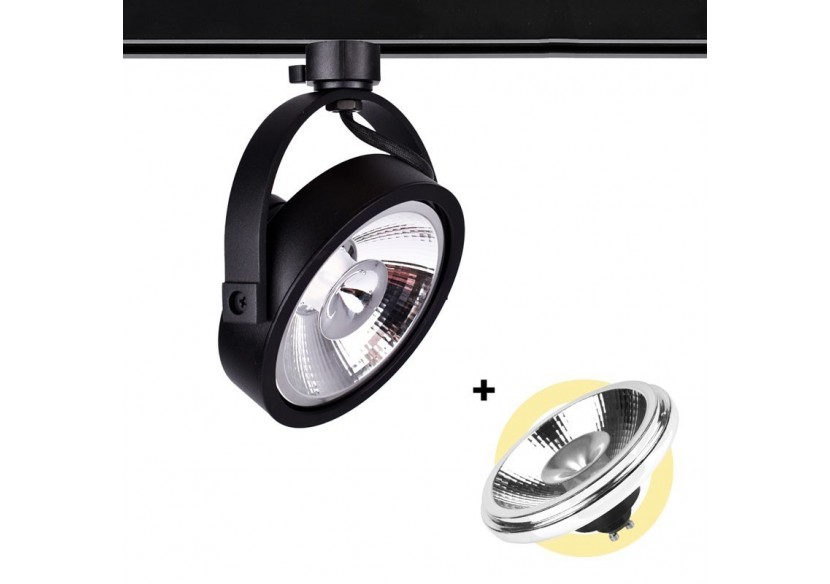 Pack Spot LED rail triphasé + Ampoule LED AR111 GU10 - K00581-N-BC - Barcelona LED