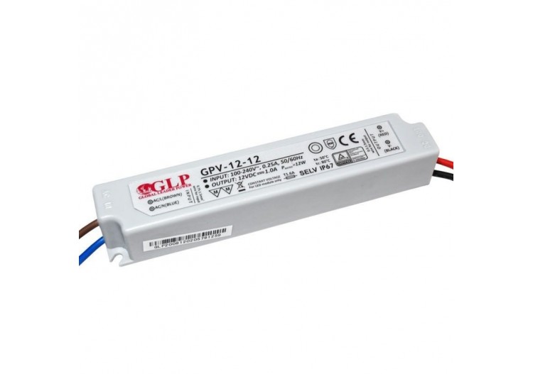 Alimentation LED étanche 12V DC-12W- IP67-GLP - GPV-12-12 - Barcelona LED