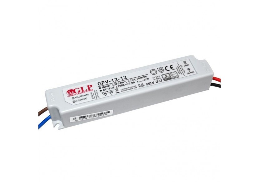 Alimentation LED étanche 12V DC-12W- IP67-GLP - GPV-12-12 - Barcelona LED