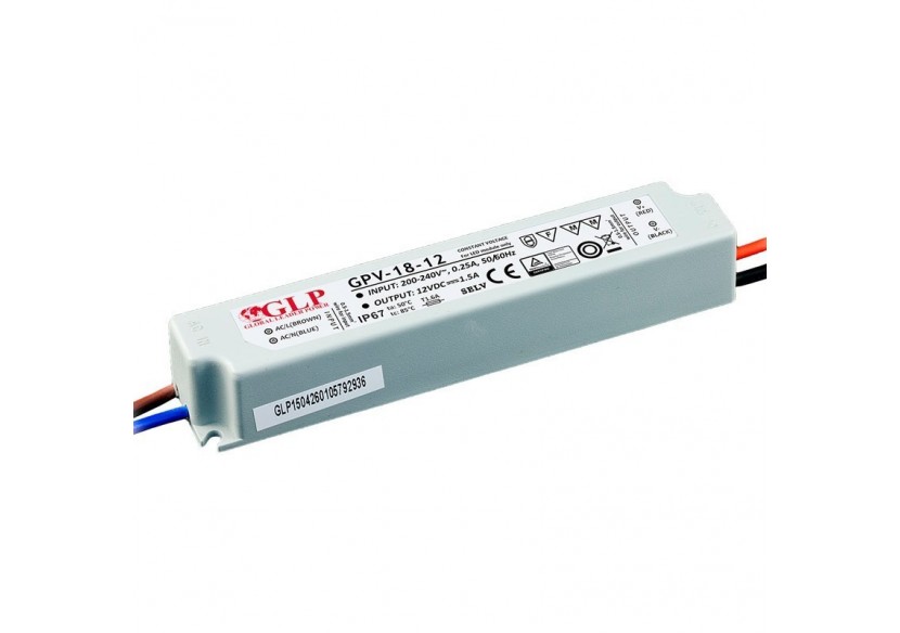 Alimentation LED étanche 12V DC-18W- IP67-GLP - GPV-18-12 - Barcelona LED